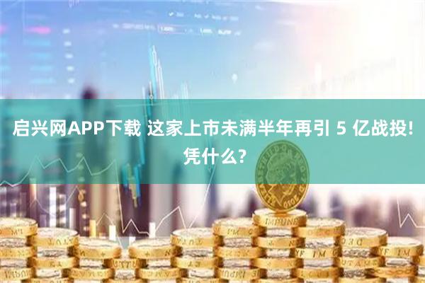 启兴网APP下载 这家上市未满半年再引 5 亿战投! 凭什么?